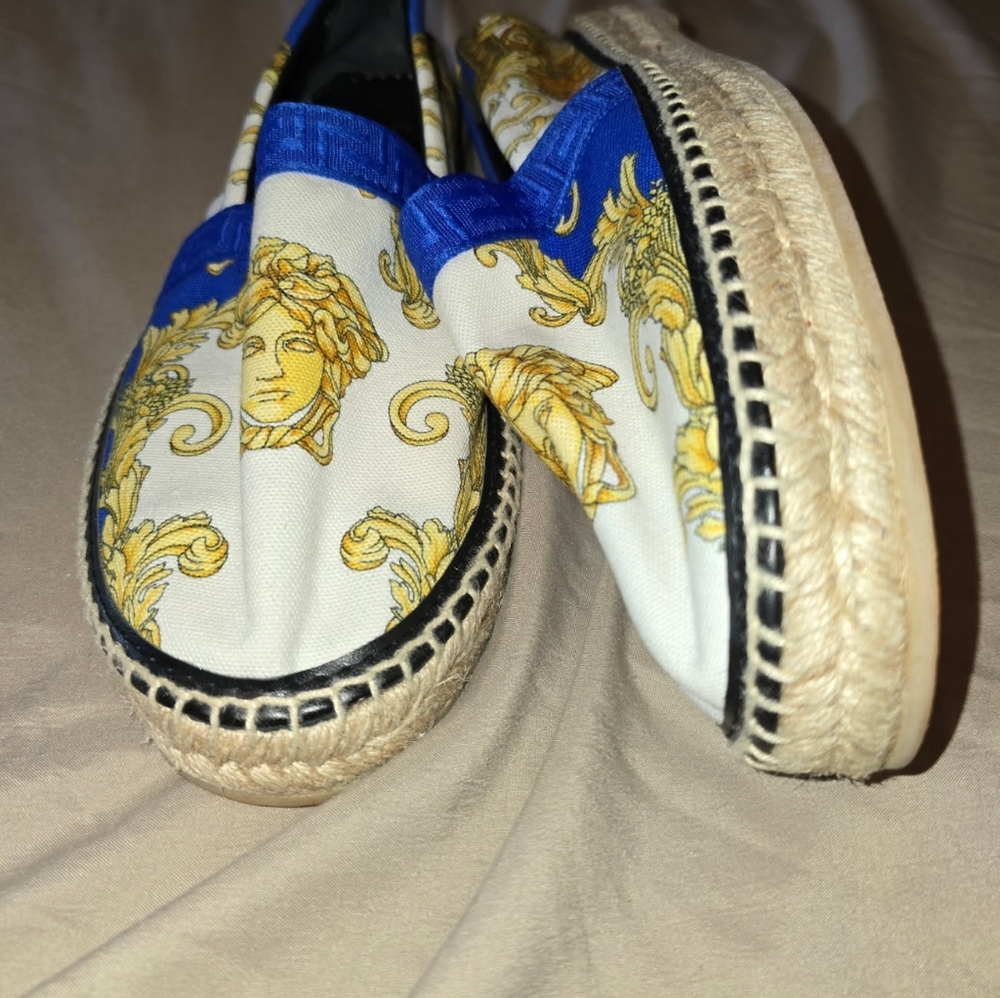 Versace Blue and Gold Medusa Espadrilles - Picture 11 of 12